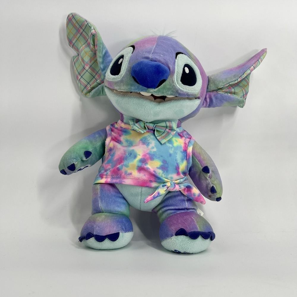 Build A Bear Disney Lilo & Stitch Tie Dye Plaid Pastel Stuffed Plush‎ Animal